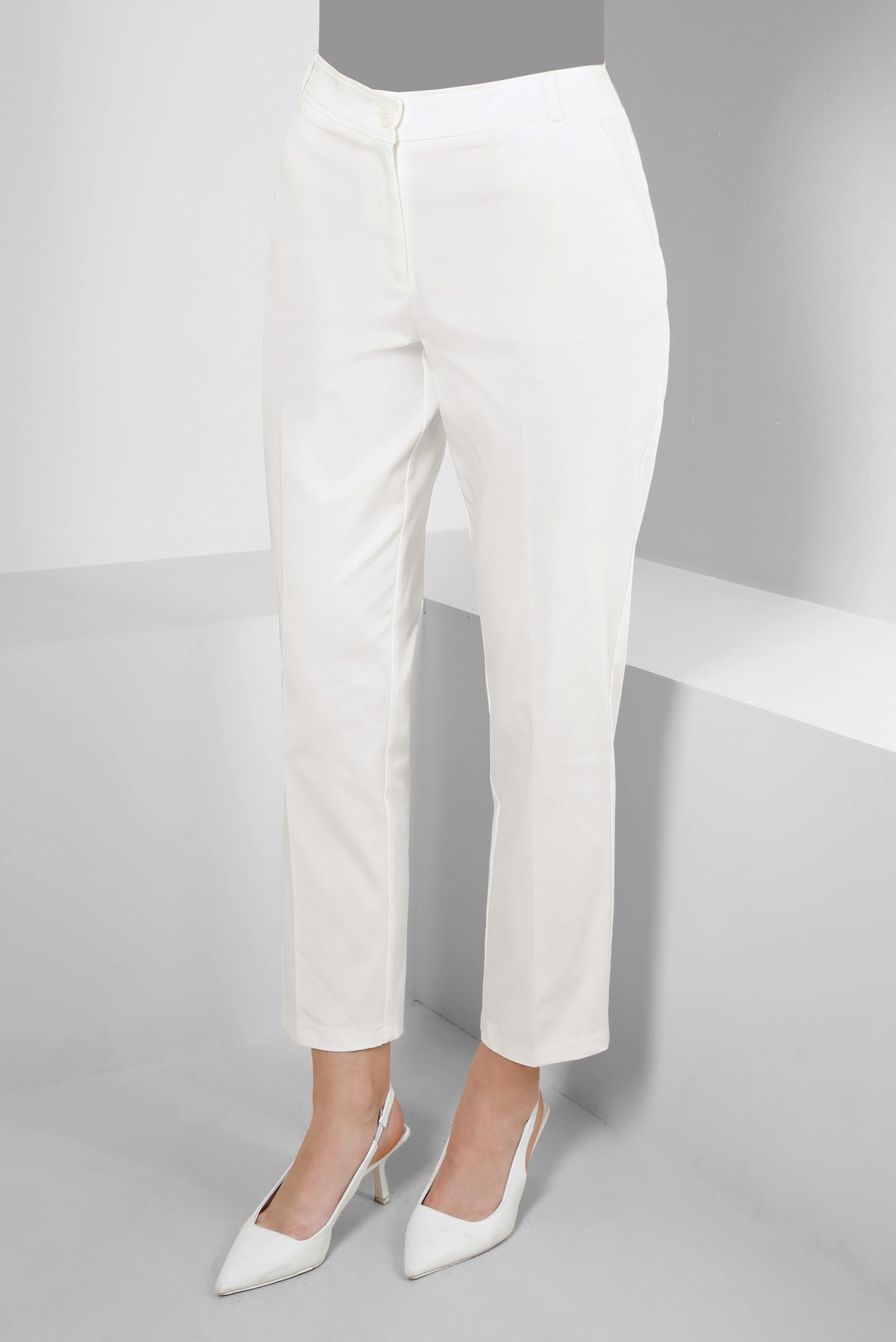 Tesettür giyim BEYAZ DAR PAÇA KLASİK PANTOLON 70534